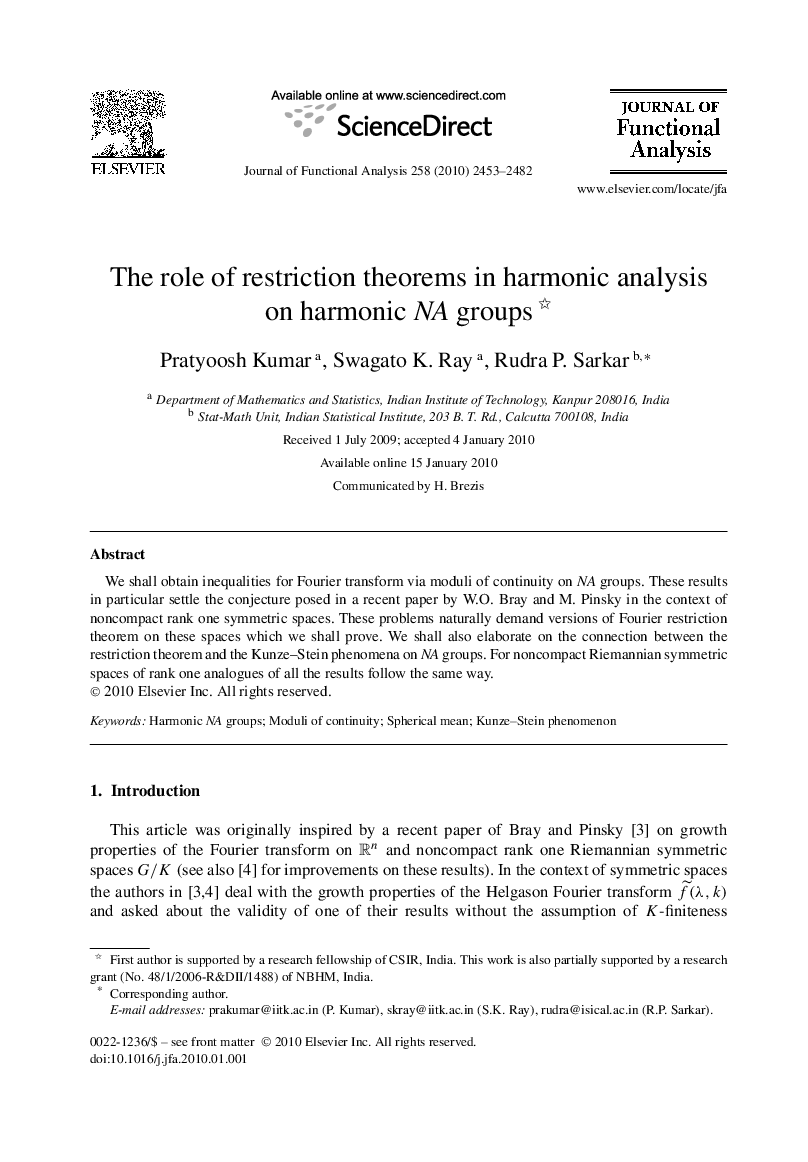 The role of restriction theorems in harmonic analysis on harmonic NA groups 