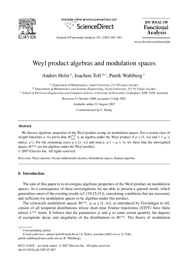 Weyl product algebras and modulation spaces