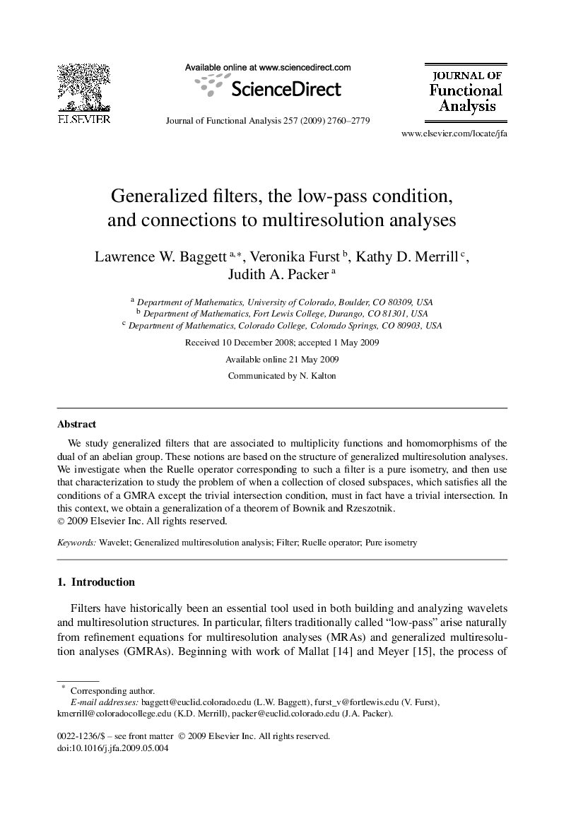 Generalized filters, the low-pass condition, and connections to multiresolution analyses