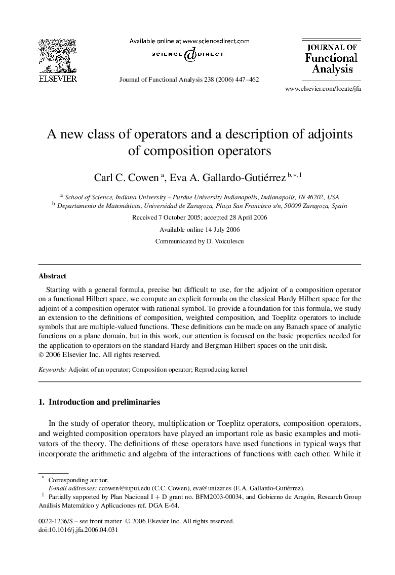 A new class of operators and a description of adjoints of composition operators