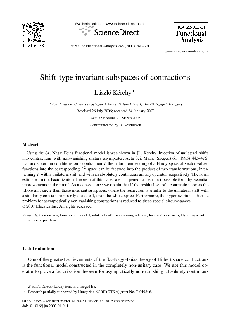 Shift-type invariant subspaces of contractions