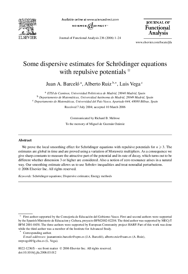 Some dispersive estimates for Schrödinger equations with repulsive potentials 