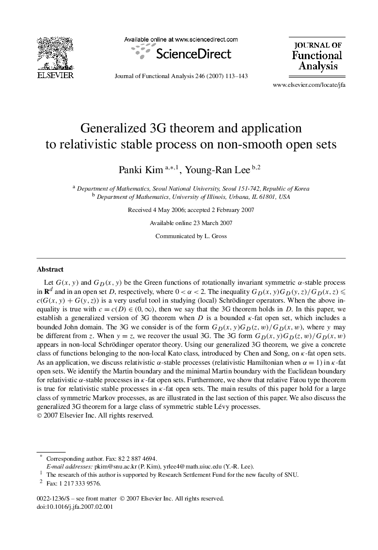 Generalized 3G theorem and application to relativistic stable process on non-smooth open sets