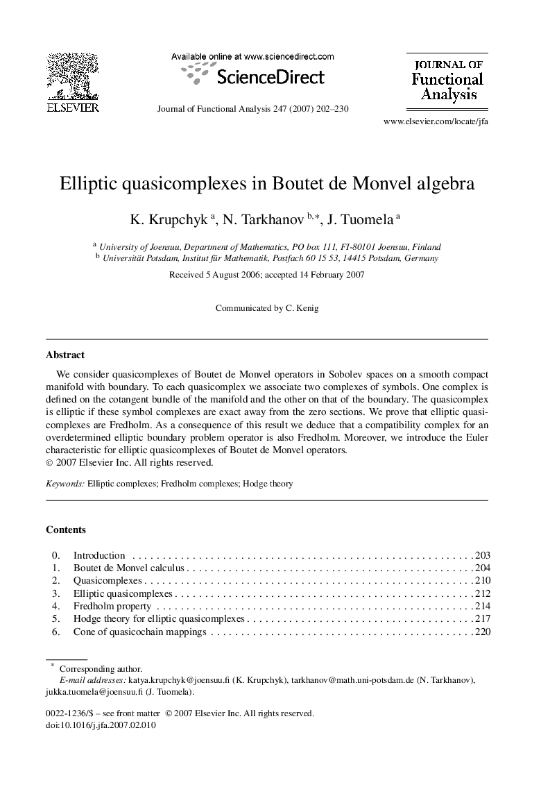 Elliptic quasicomplexes in Boutet de Monvel algebra