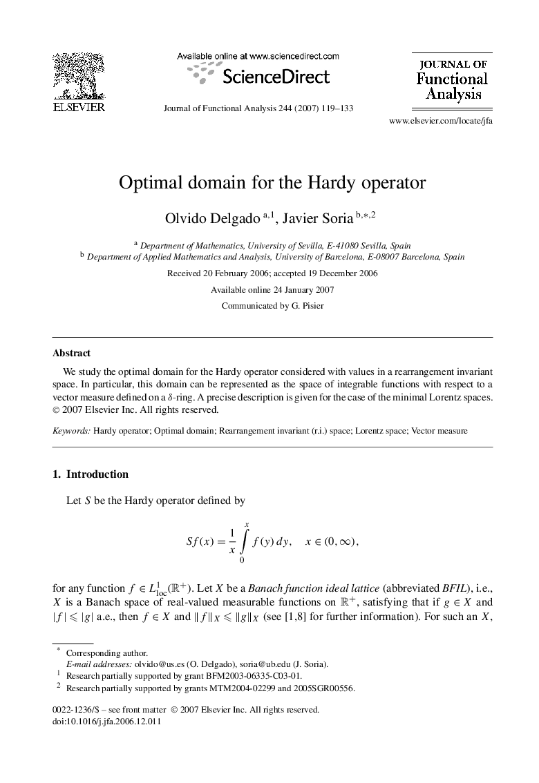 Optimal domain for the Hardy operator