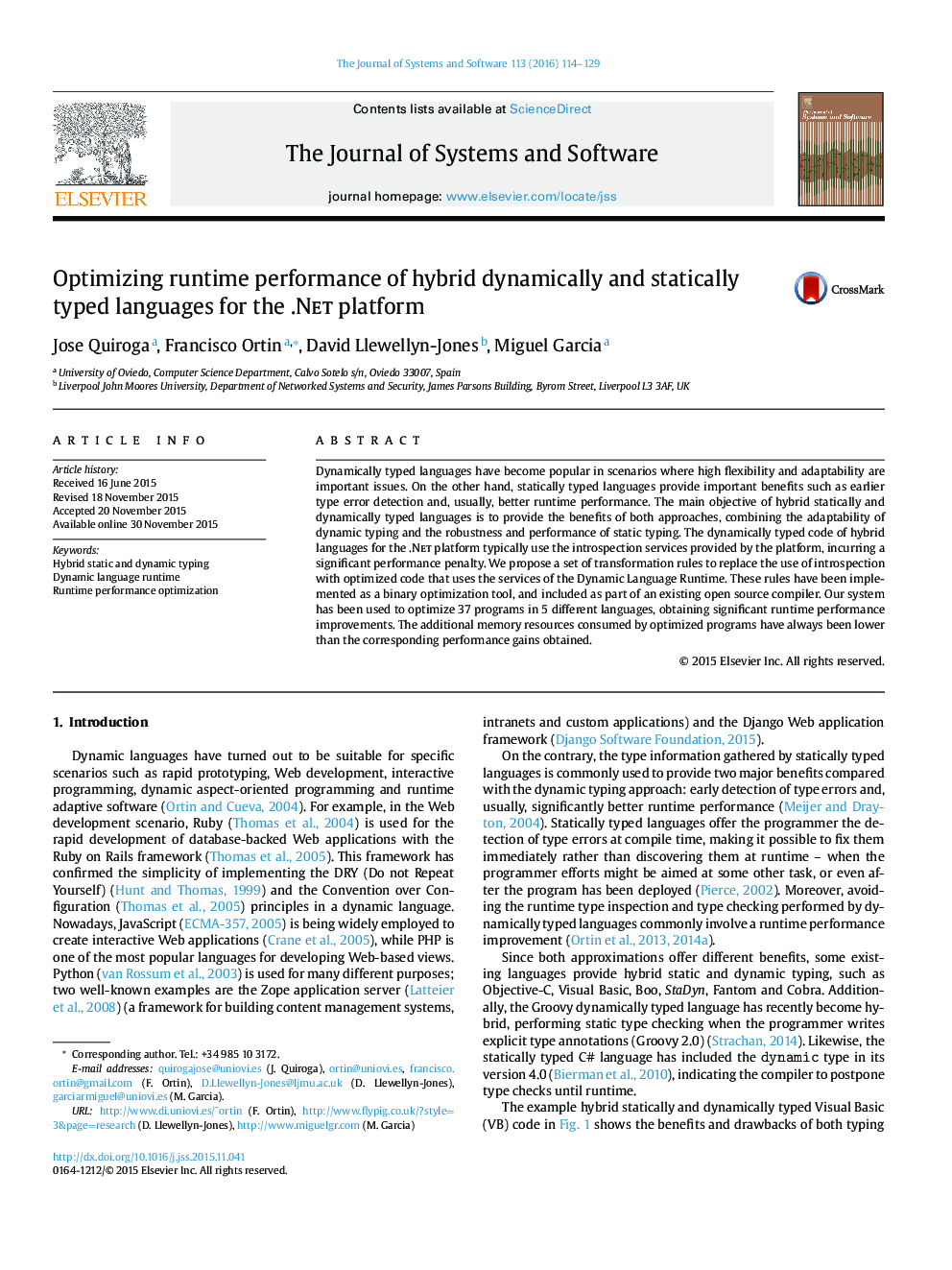 Optimizing runtime performance of hybrid dynamically and statically typed languages for the .Net platform