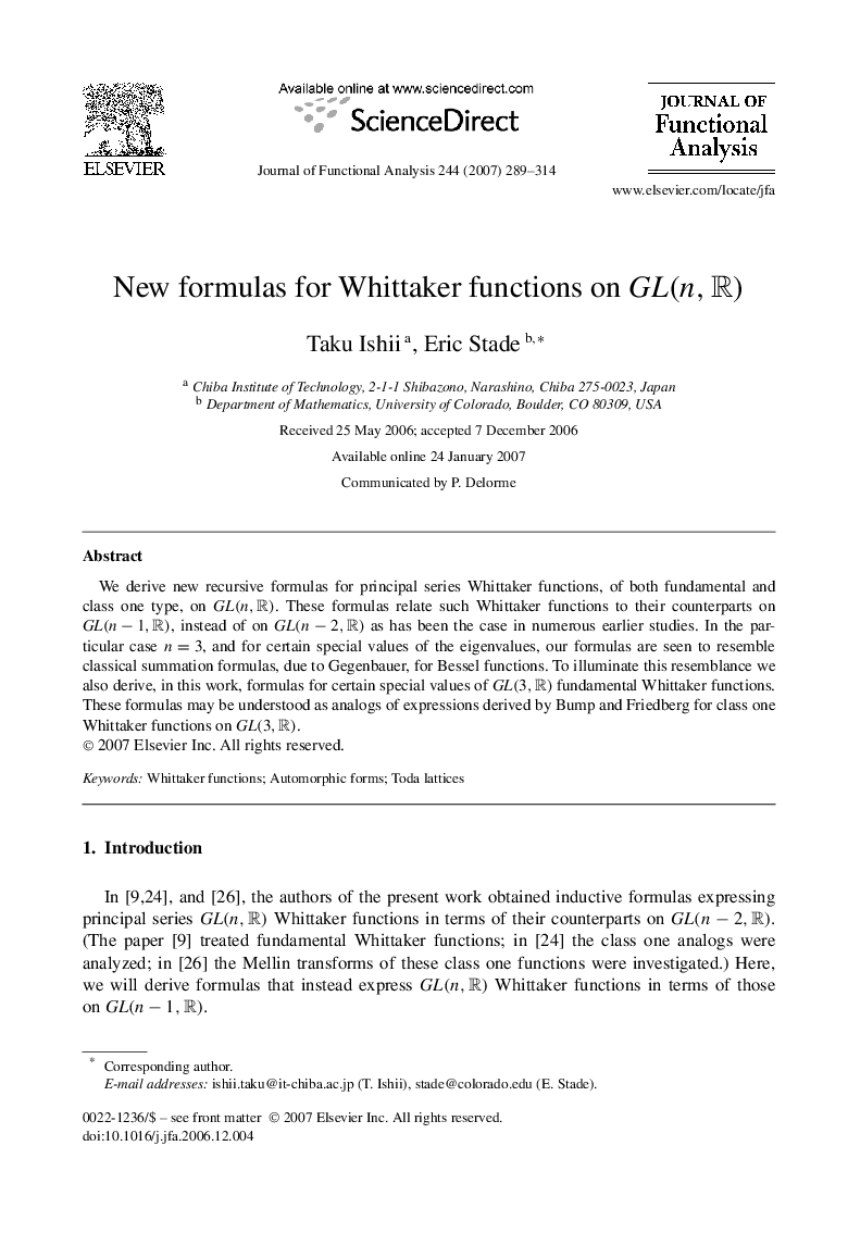 New formulas for Whittaker functions on GL(n,R)