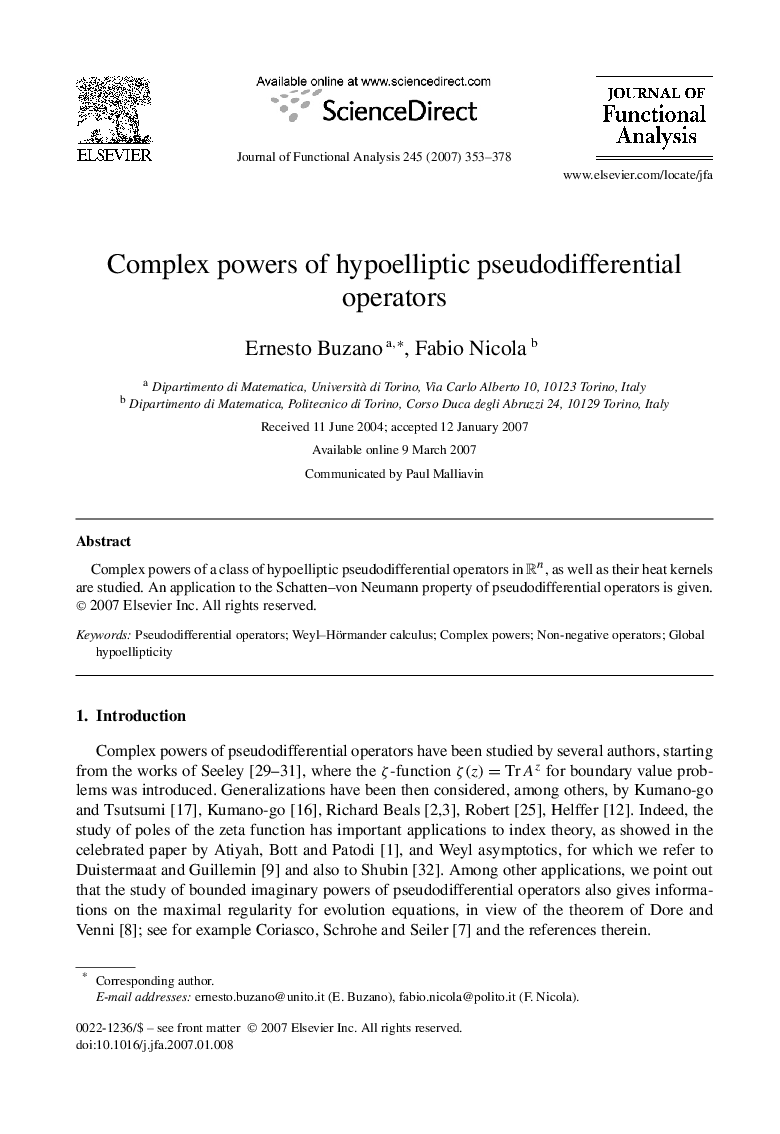 Complex powers of hypoelliptic pseudodifferential operators