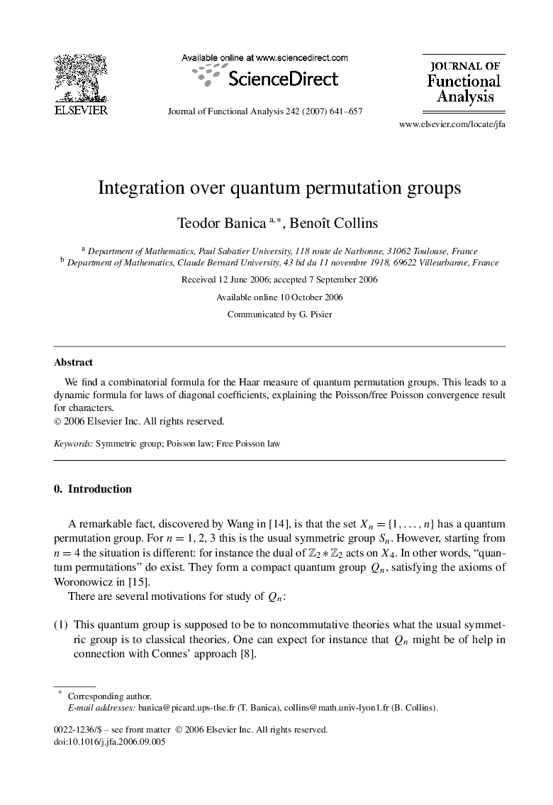 Integration over quantum permutation groups