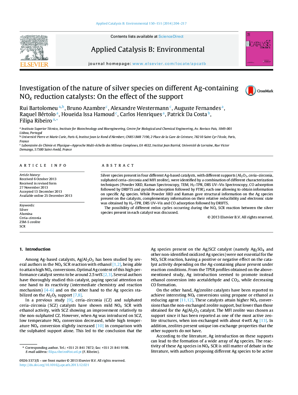 Investigation of the nature of silver species on different Ag-containing NOx reduction catalysts: On the effect of the support