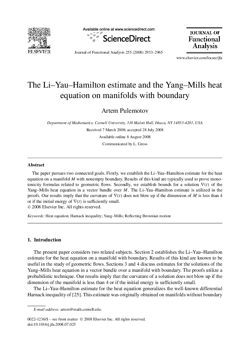 The Li–Yau–Hamilton estimate and the Yang–Mills heat equation on manifolds with boundary