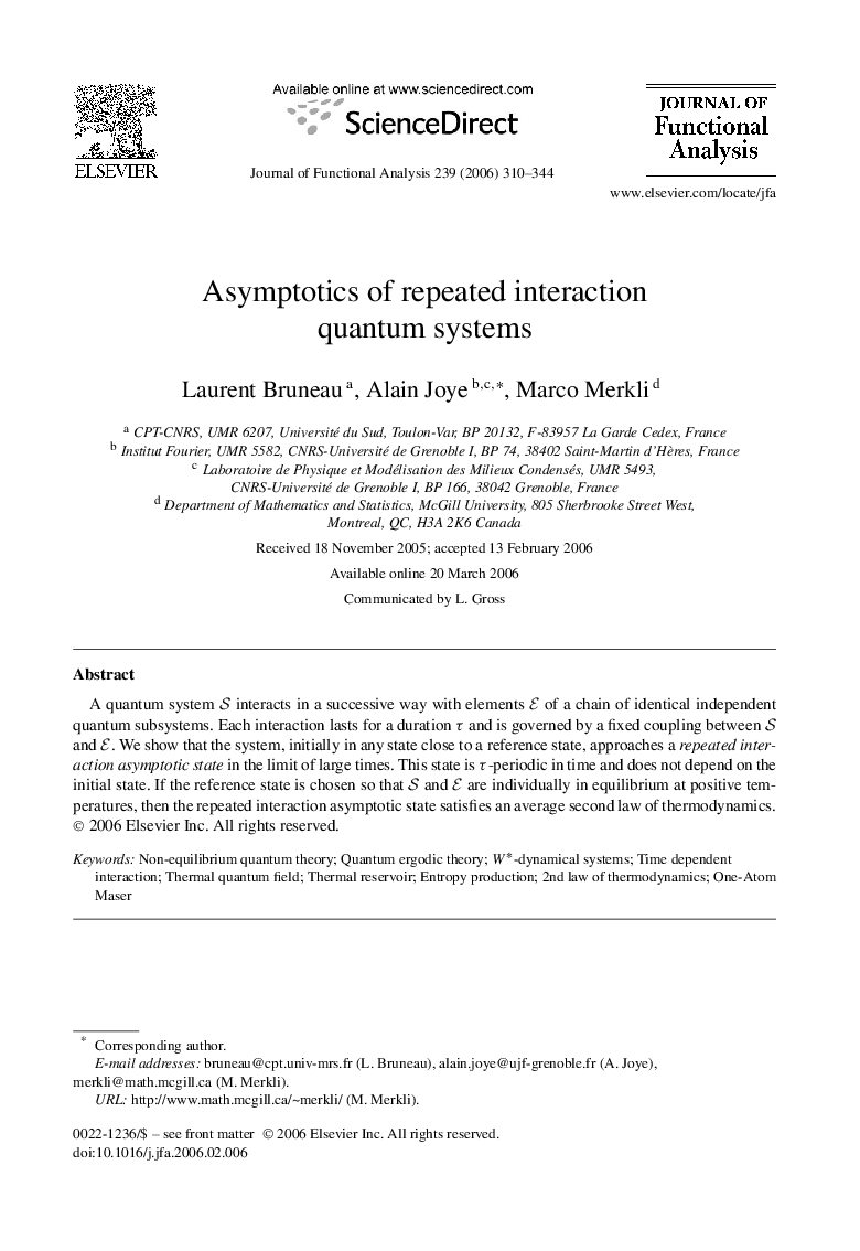 Asymptotics of repeated interaction quantum systems