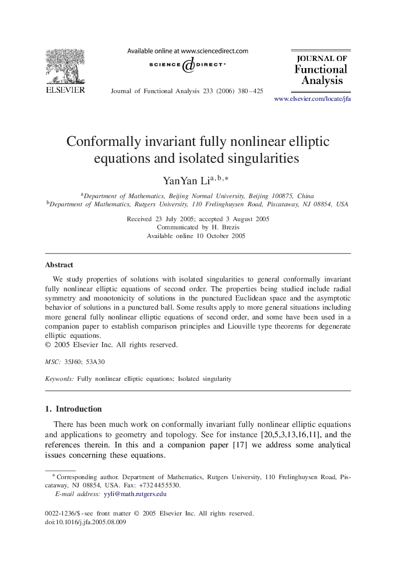 Conformally invariant fully nonlinear elliptic equations and isolated singularities