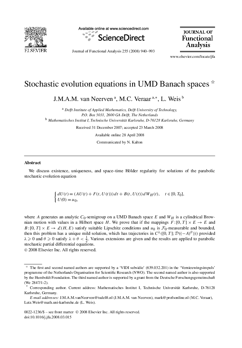 Stochastic evolution equations in UMD Banach spaces 