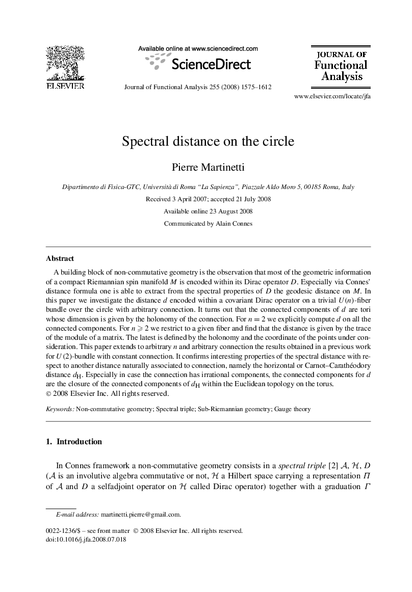 Spectral distance on the circle