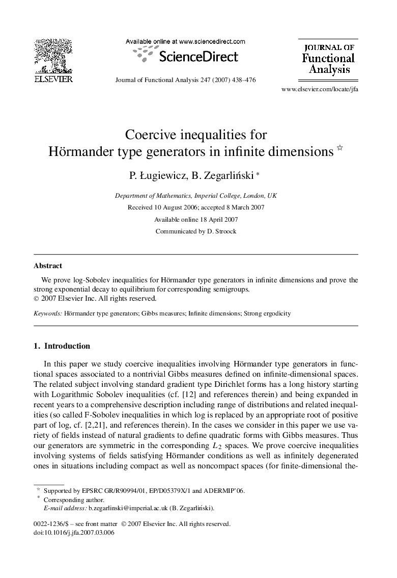 Coercive inequalities for Hörmander type generators in infinite dimensions 