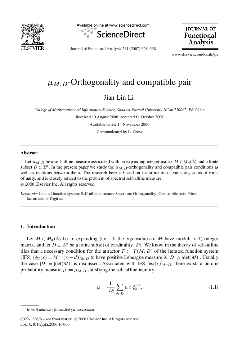 μM,D-Orthogonality and compatible pair