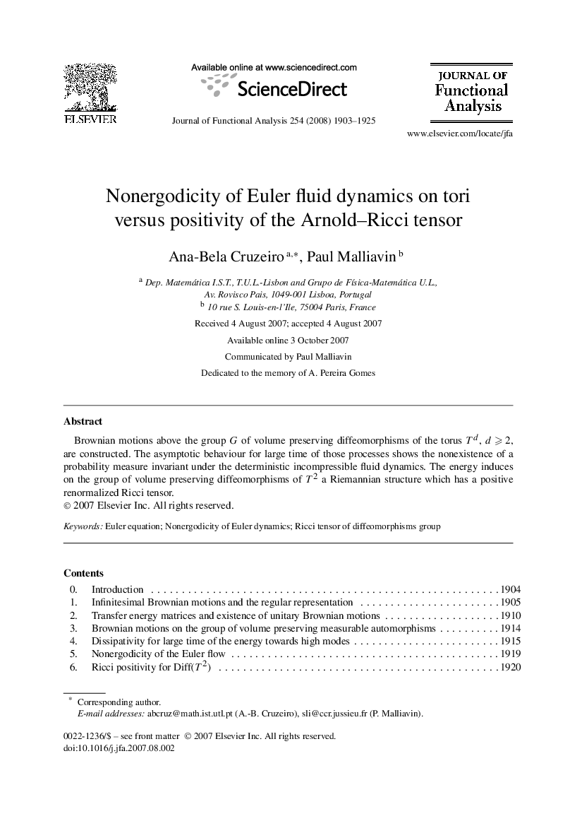 Nonergodicity of Euler fluid dynamics on tori versus positivity of the Arnold–Ricci tensor