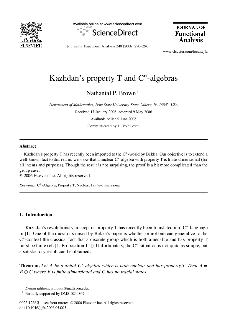 Kazhdan's property T and C∗-algebras