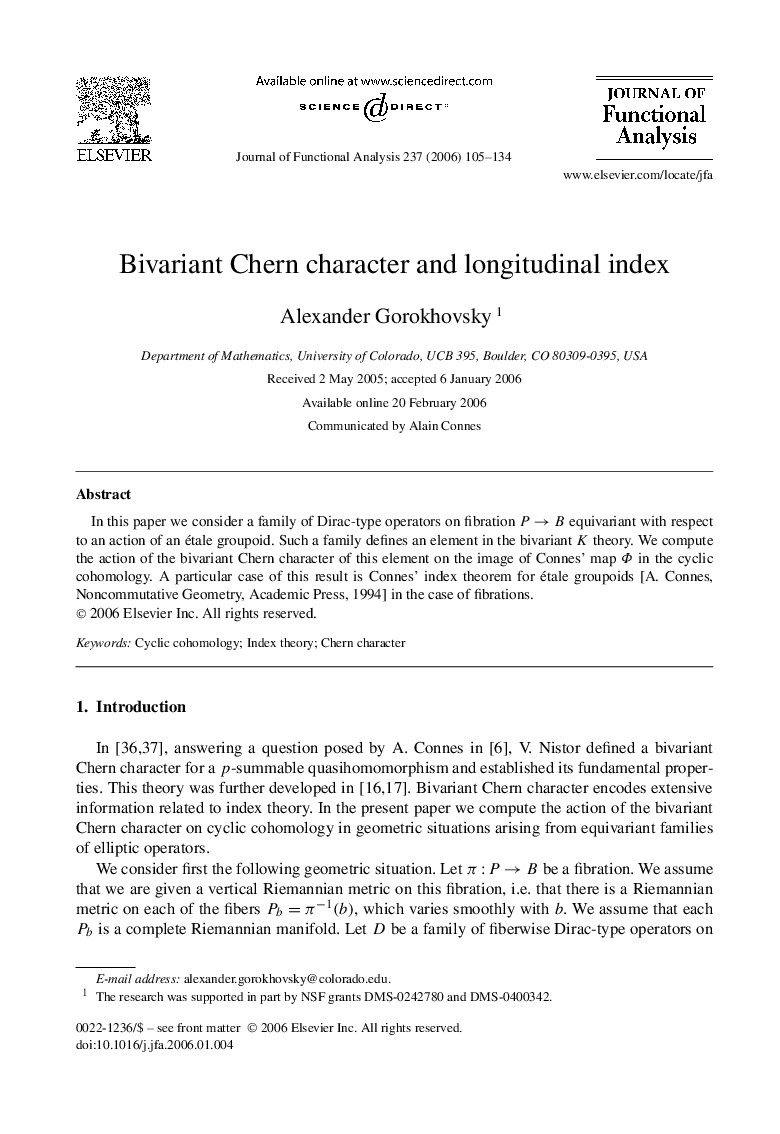 Bivariant Chern character and longitudinal index