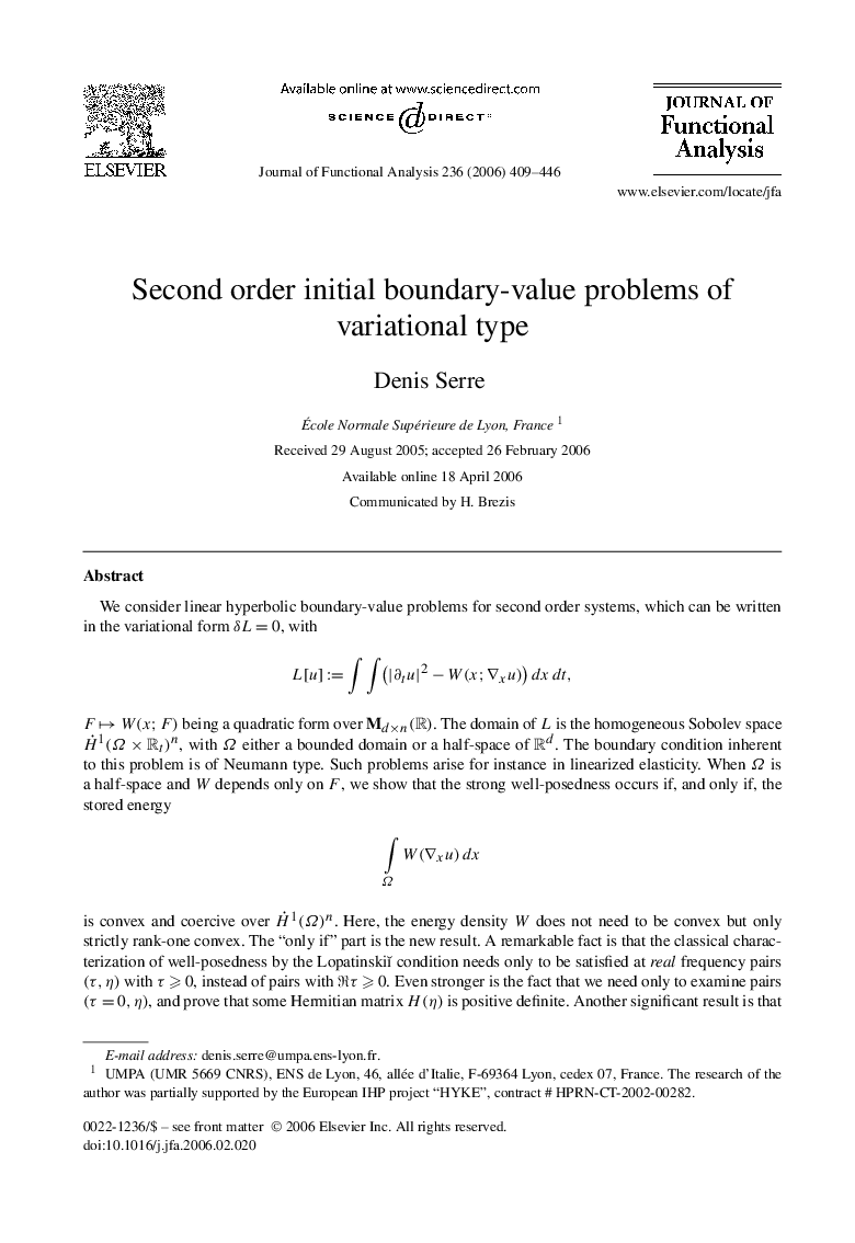 Second order initial boundary-value problems of variational type