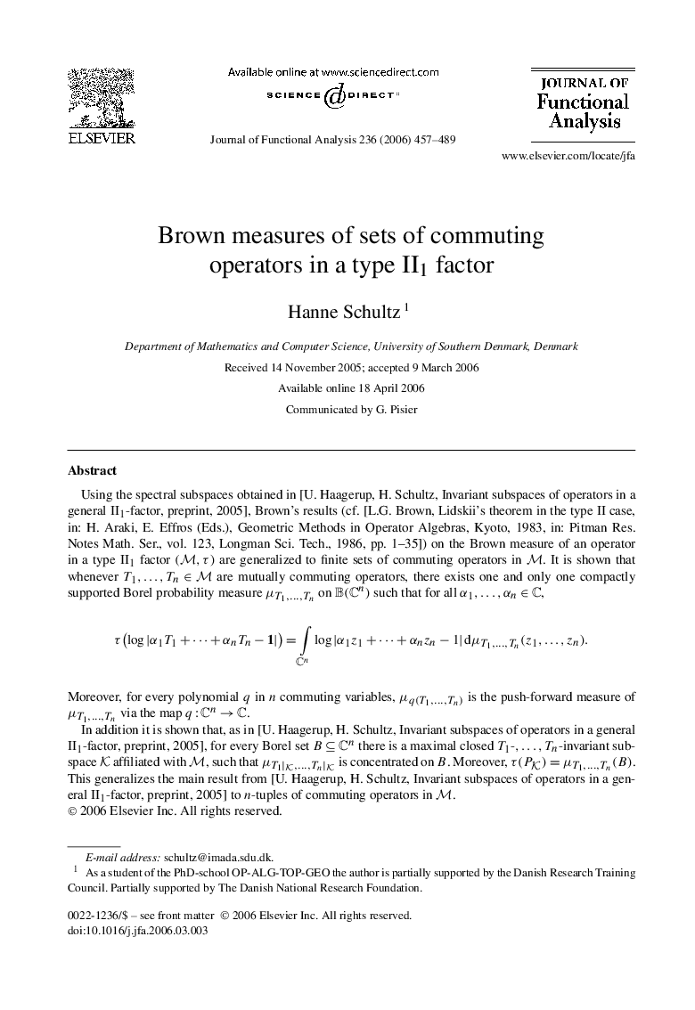 Brown measures of sets of commuting operators in a type II1 factor