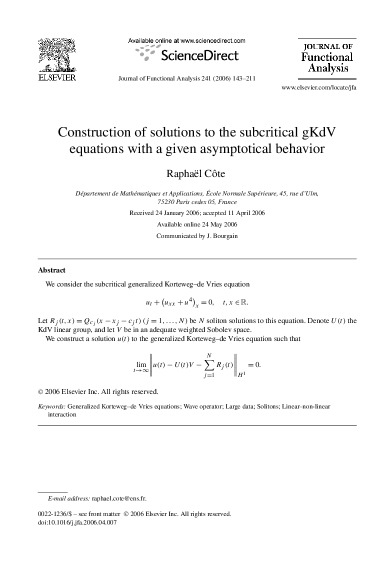 Construction of solutions to the subcritical gKdV equations with a given asymptotical behavior