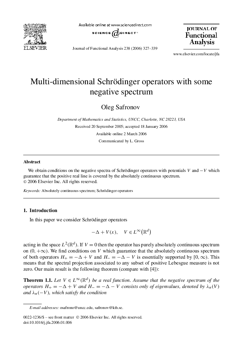 Multi-dimensional Schrödinger operators with some negative spectrum