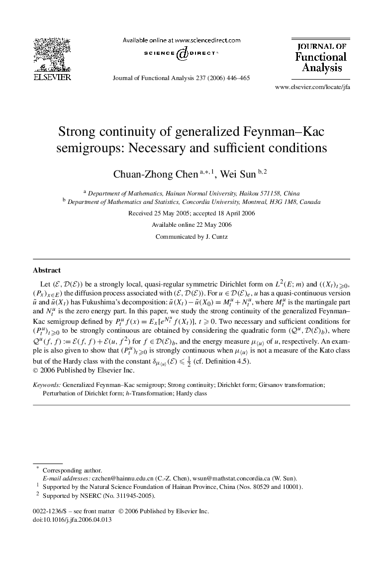 Strong continuity of generalized Feynman–Kac semigroups: Necessary and sufficient conditions