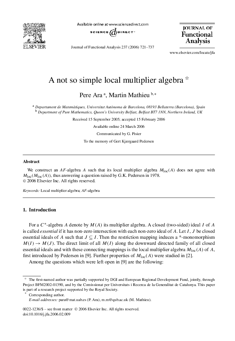 A not so simple local multiplier algebra 