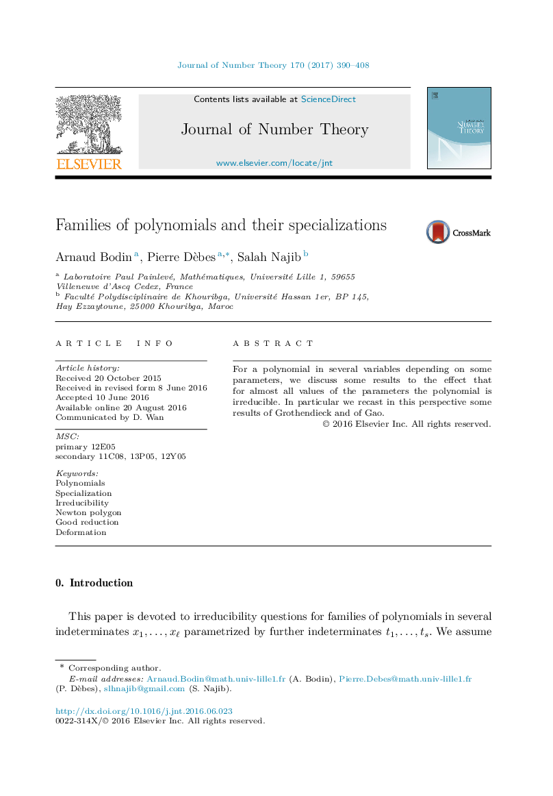 Families of polynomials and their specializations