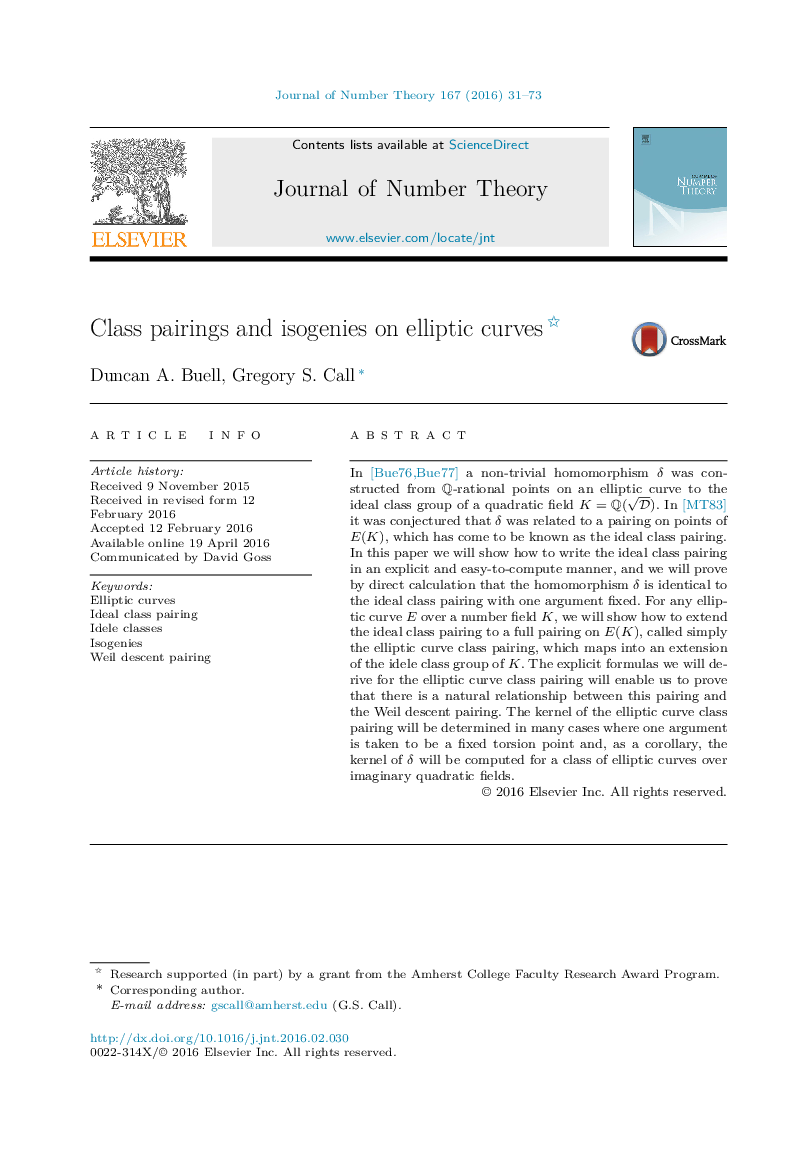 Class pairings and isogenies on elliptic curves 