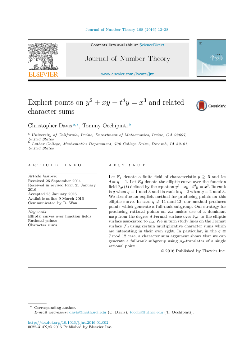 Explicit points on y2 + xy − tdy = x3 and related character sums