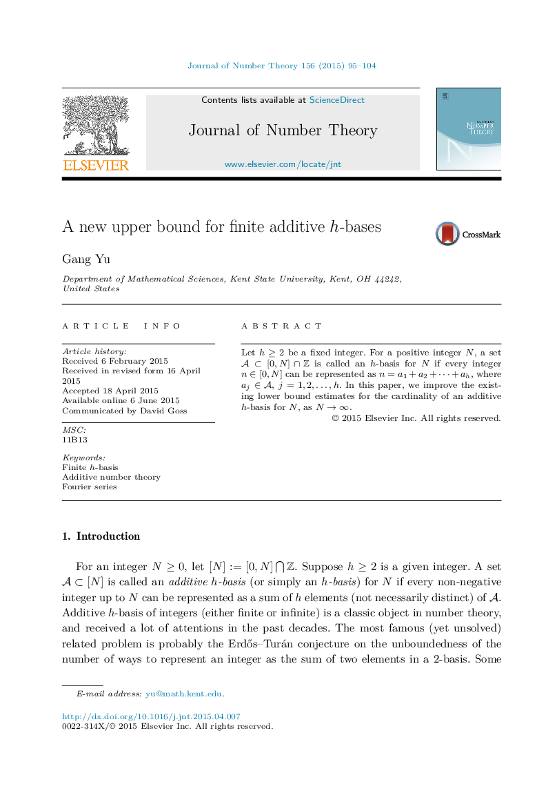 A new upper bound for finite additive h-bases