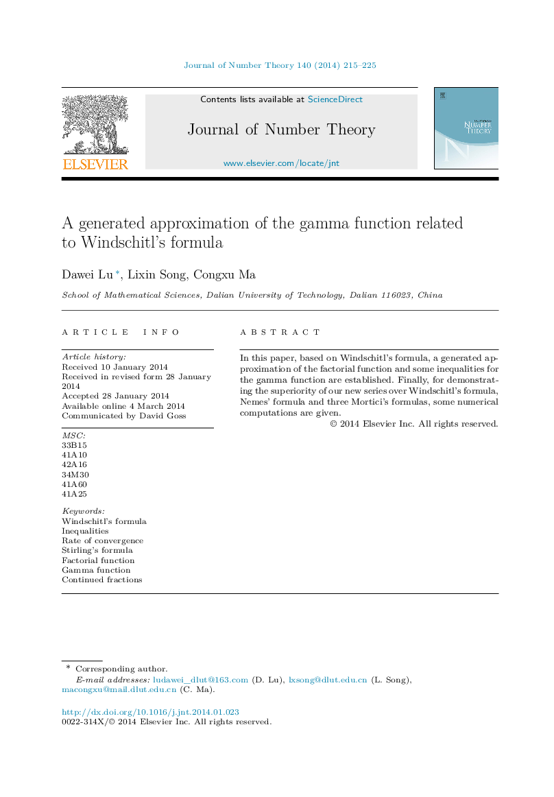 A generated approximation of the gamma function related to Windschitl's formula