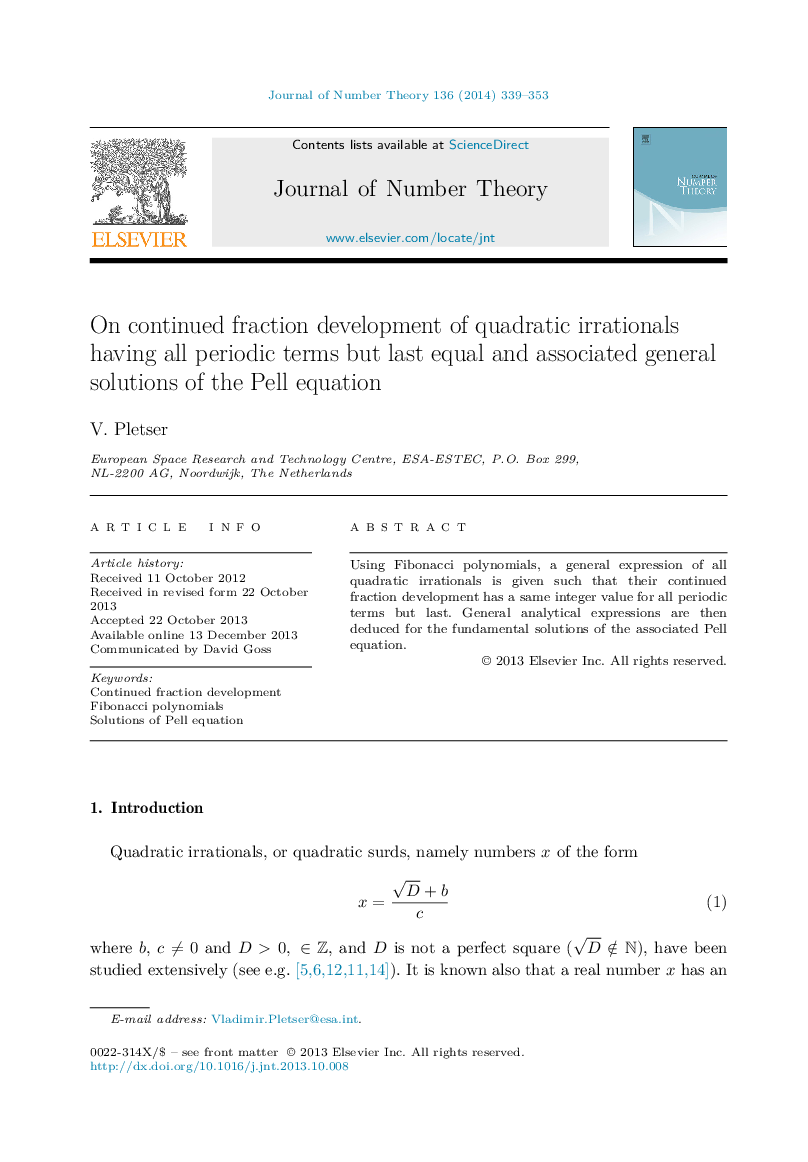 On continued fraction development of quadratic irrationals having all periodic terms but last equal and associated general solutions of the Pell equation