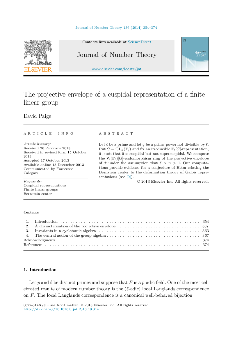 The projective envelope of a cuspidal representation of a finite linear group