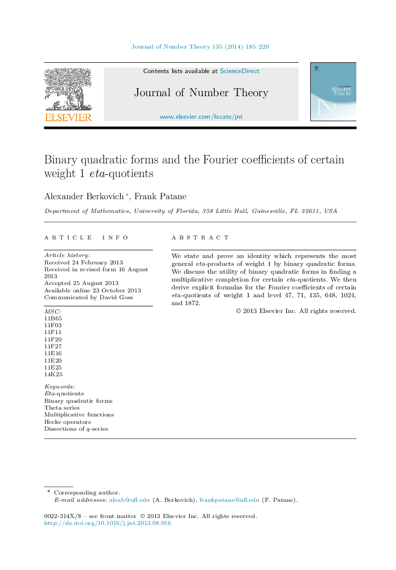 Binary quadratic forms and the Fourier coefficients of certain weight 1 eta-quotients