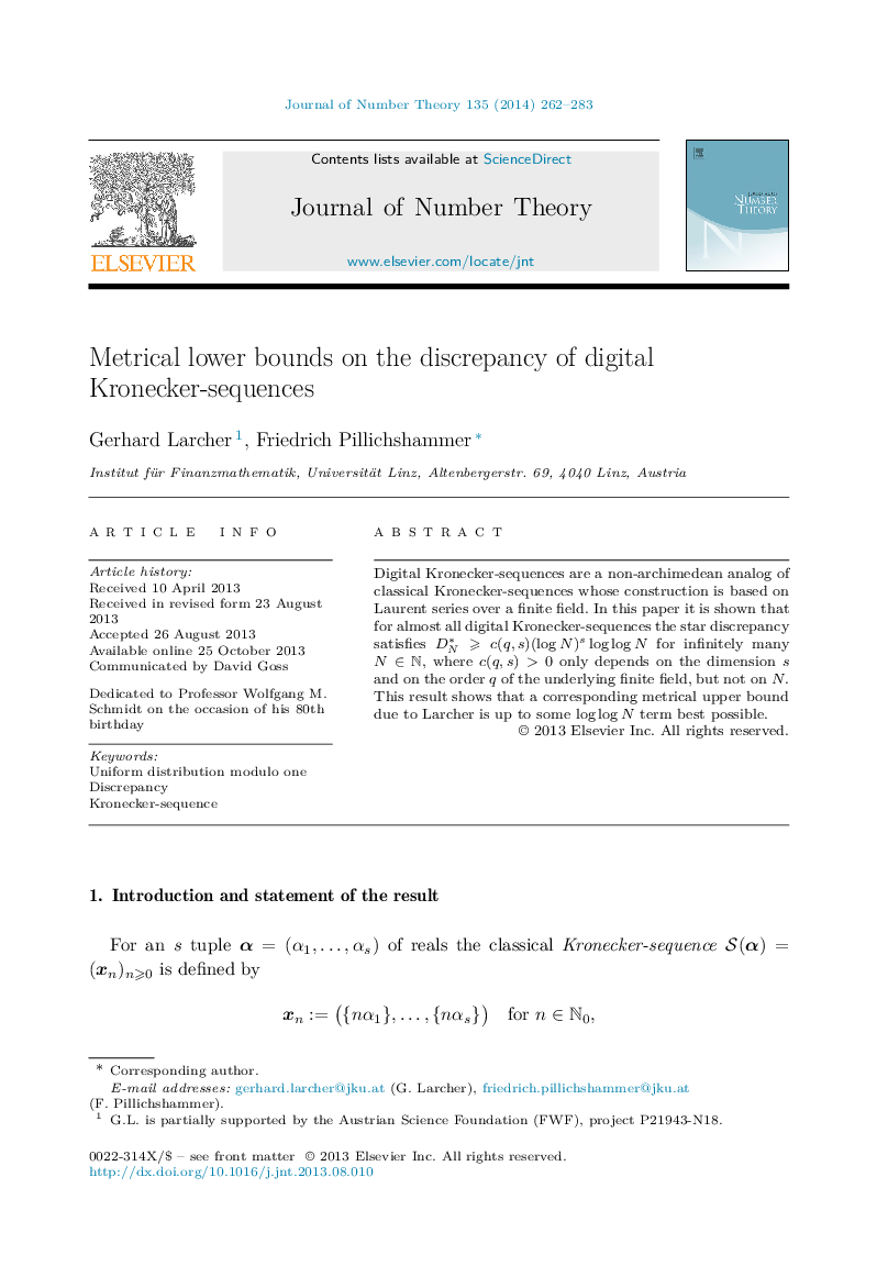 Metrical lower bounds on the discrepancy of digital Kronecker-sequences