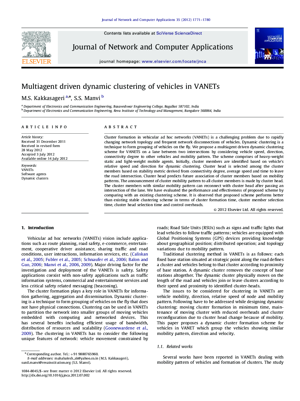 Multiagent driven dynamic clustering of vehicles in VANETs