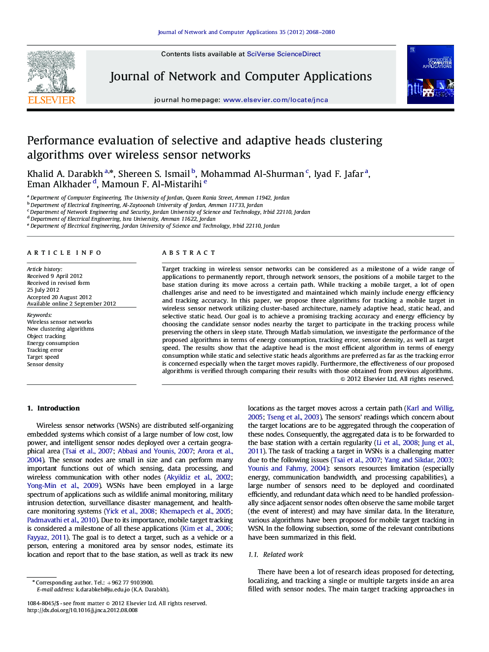 Performance evaluation of selective and adaptive heads clustering algorithms over wireless sensor networks