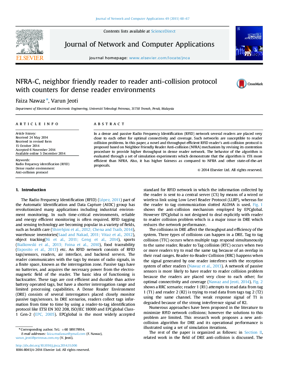 NFRA-C, neighbor friendly reader to reader anti-collision protocol with counters for dense reader environments