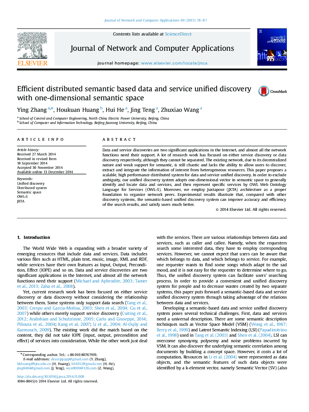 Efficient distributed semantic based data and service unified discovery with one-dimensional semantic space