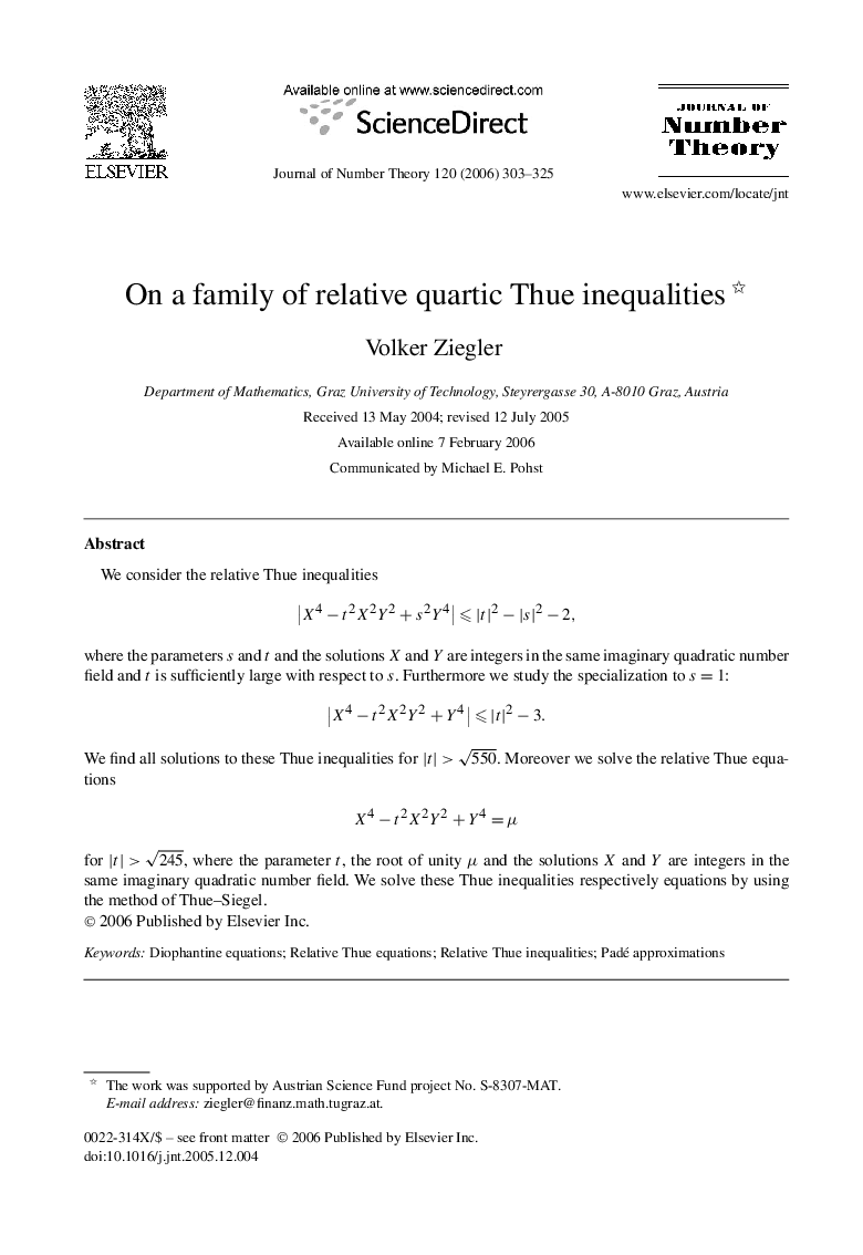 On a family of relative quartic Thue inequalities 