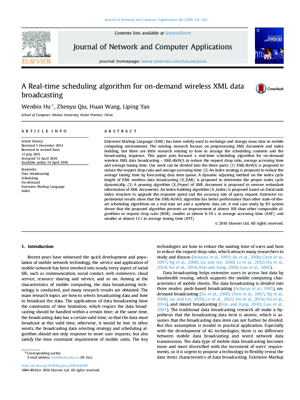 A Real-time scheduling algorithm for on-demand wireless XML data broadcasting