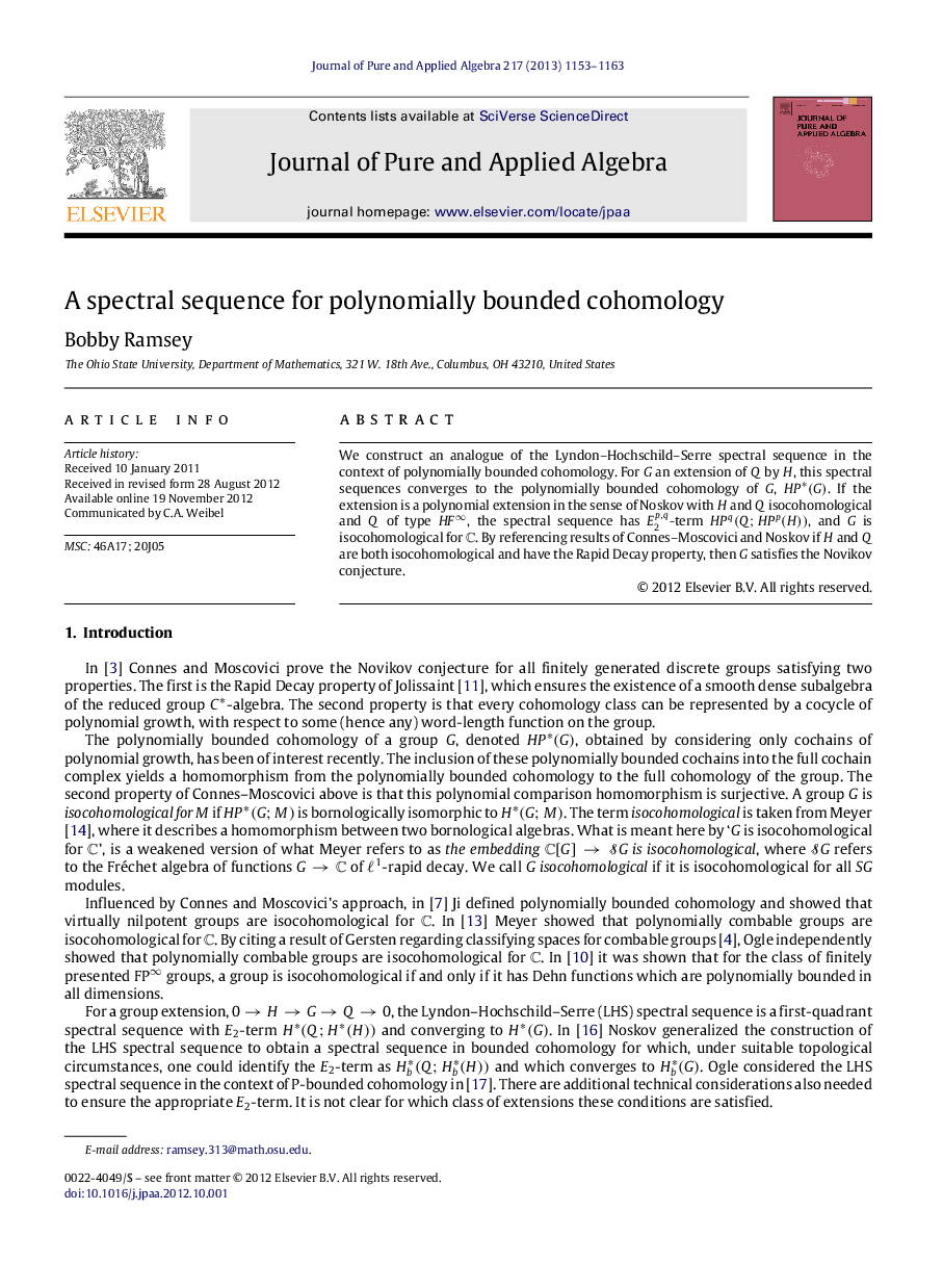 A spectral sequence for polynomially bounded cohomology