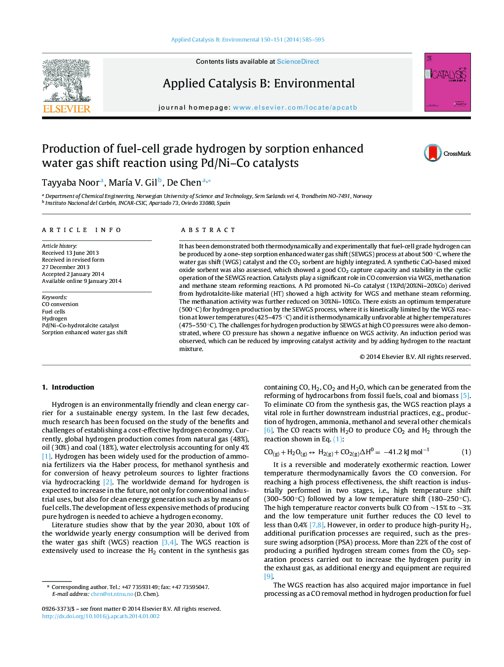 Production of fuel-cell grade hydrogen by sorption enhanced water gas shift reaction using Pd/Ni–Co catalysts