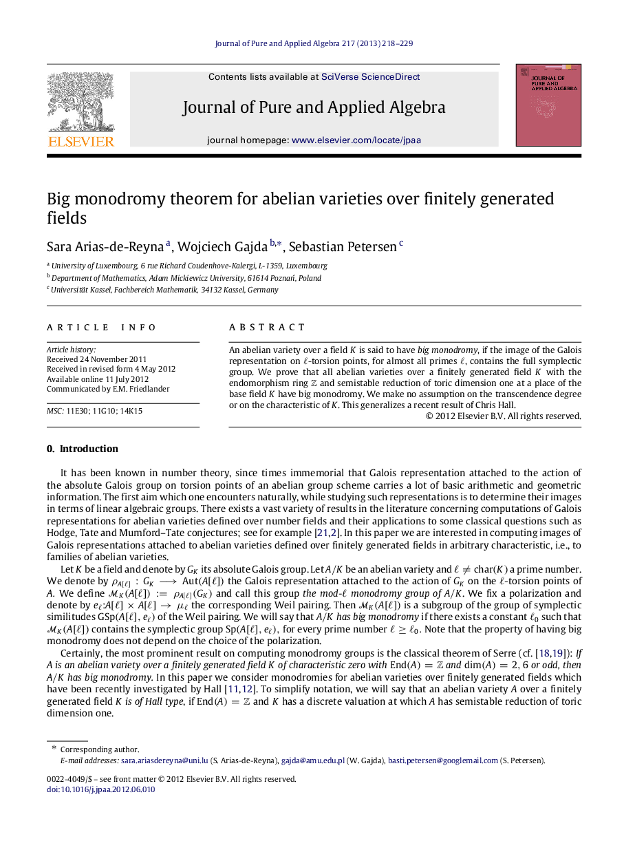 Big monodromy theorem for abelian varieties over finitely generated fields