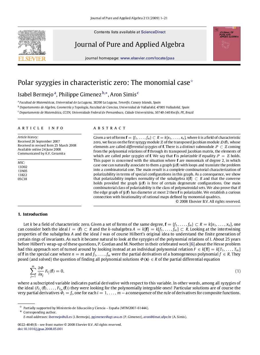 Polar syzygies in characteristic zero: The monomial case 