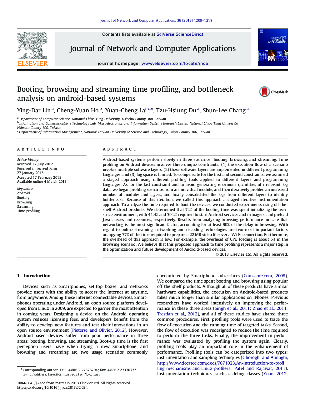 Booting, browsing and streaming time profiling, and bottleneck analysis on android-based systems